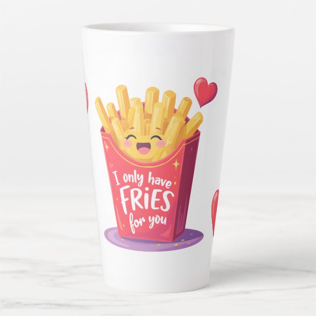 Taza De Café Latte Cute Valentine French Fries Pun (Anverso)