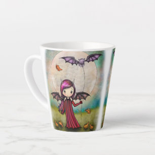 Taza De Café Latte Cute vampiro de Halloween y gato volador