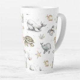 Taza De Café Latte Cute Watercolour Ocean Baby Animals 