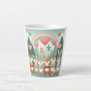 Taza De Café Latte Cute Woodland Creature rainbow valentine