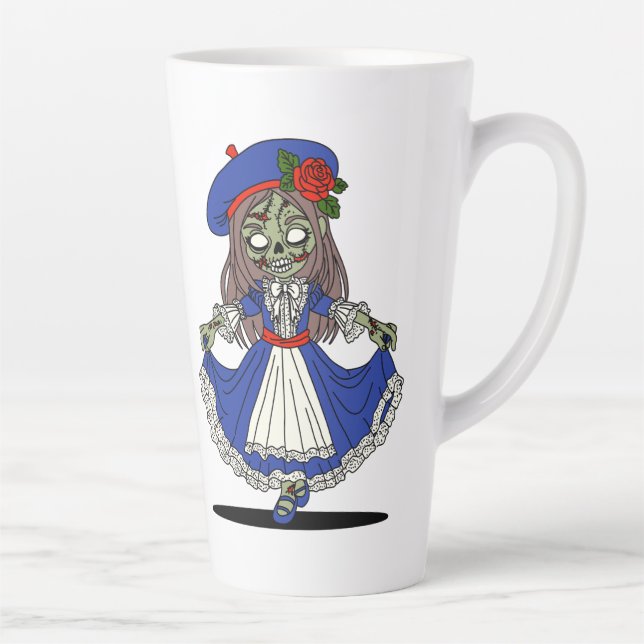 Taza De Café Latte Cute Zombie Francés (Derecha)