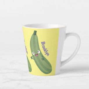 Taza De Café Latte Cute zucchini feliz personalizado ilustracion