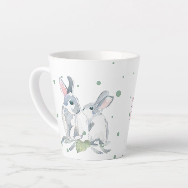 Taza De Café Latte Cuto Conejo Bunny Personalizado Color de agua verd (Ángulo izquierdo)