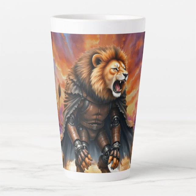 Taza De Café Latte Cyber Lion of the Wastelands  (Anverso)