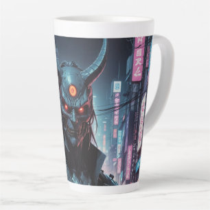 Taza De Café Latte Cyberpunk Demon Samurai