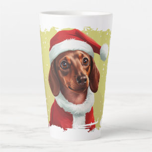 Taza De Café Latte Dachshund Con El Equipo De Santa Claus - Navidades