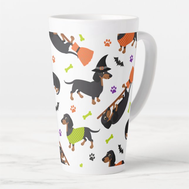 Taza De Café Latte Dachshund Halloween Latte Mug (Ángulo derecho)