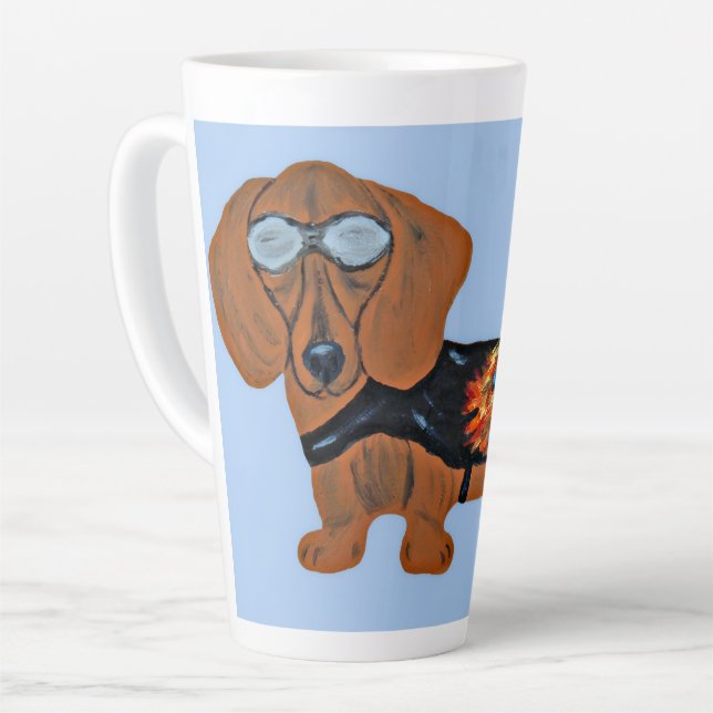 Taza De Café Latte Dachshund in Racing Jacket Mug (Ángulo izquierdo)