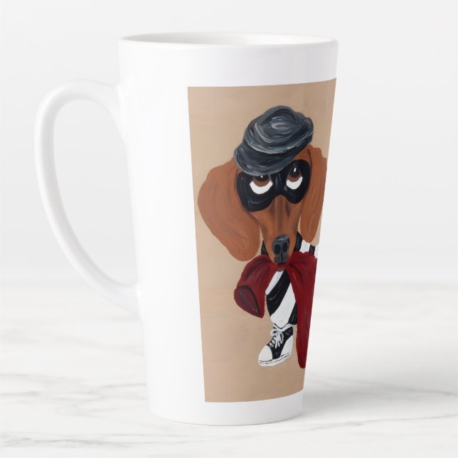 Taza De Café Latte Dachshund Treat Thief Burglar (Izquierda)