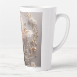 Taza De Café Latte Dahlia Ballet Bloom Floral Art Design