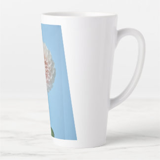 Taza De Café Latte Dahlia pompom sur fond bleu