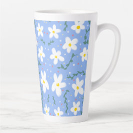 Taza De Café Latte Daisies azules