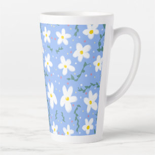 Taza De Café Latte Daisies azules