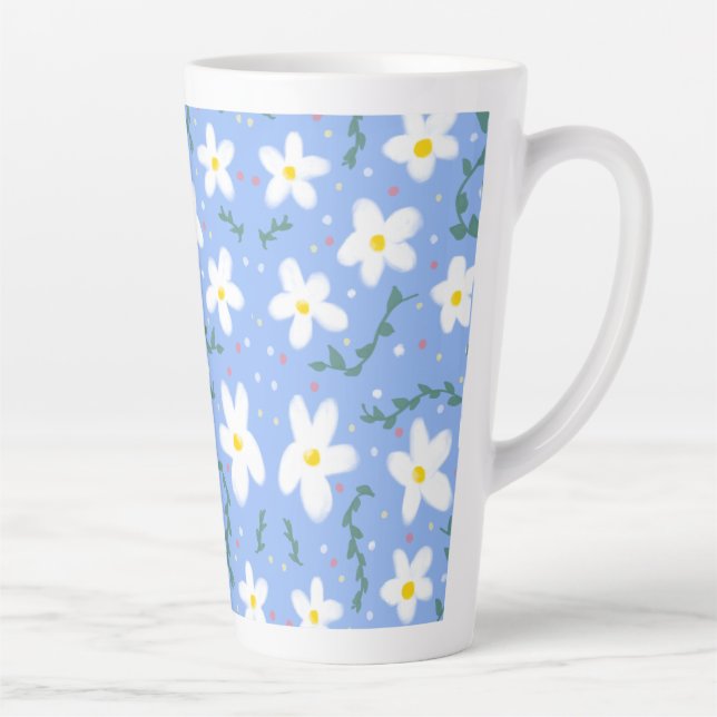 Taza De Café Latte Daisies azules (Derecha)