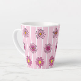 Taza De Café Latte Daisies rosados y blancos flor silvestre Whimsy
