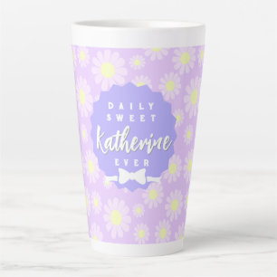 Taza De Café Latte Daisy Baby Pastel Amarillo Púrpura