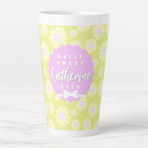 Taza De Café Latte Daisy Bebé Pastel amarillo verde rosa