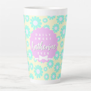 Taza De Café Latte Daisy Bebé Pastel Azul Verde Rosa