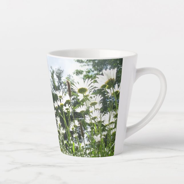 Taza De Café Latte Daisy Flowers Latte Mug (Derecha)