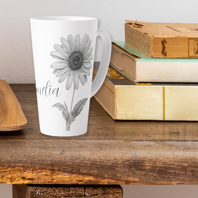 Taza De Café Latte Daisy minimalista (Subido por el creador)
