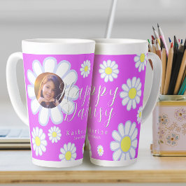 Taza De Café Latte Daisy Simple Photo Violet