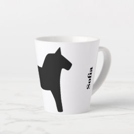 Taza De Café Latte Dala Horse Black Sueco