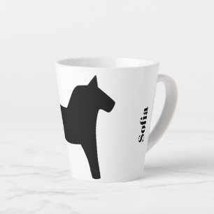 Taza De Café Latte Dala Horse Black Sueco