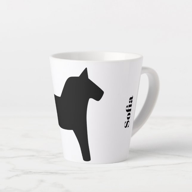 Taza De Café Latte Dala Horse Black Sueco (Ángulo derecho)