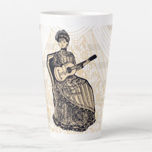 Taza De Café Latte Dama con guitarra