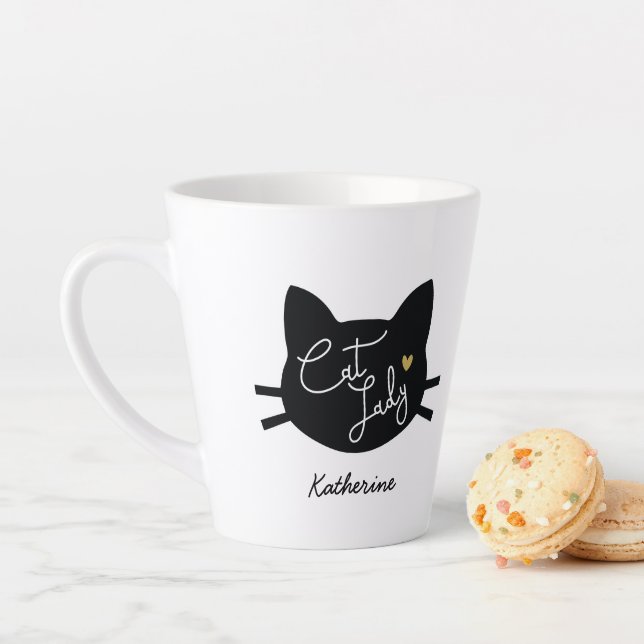 Taza De Café Latte Dama de gato personalizada (In situ)