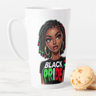 Taza De Café Latte Dama del Orgullo Negro