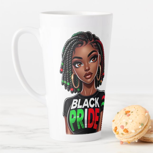 Taza De Café Latte Dama del Orgullo Negro (In situ)