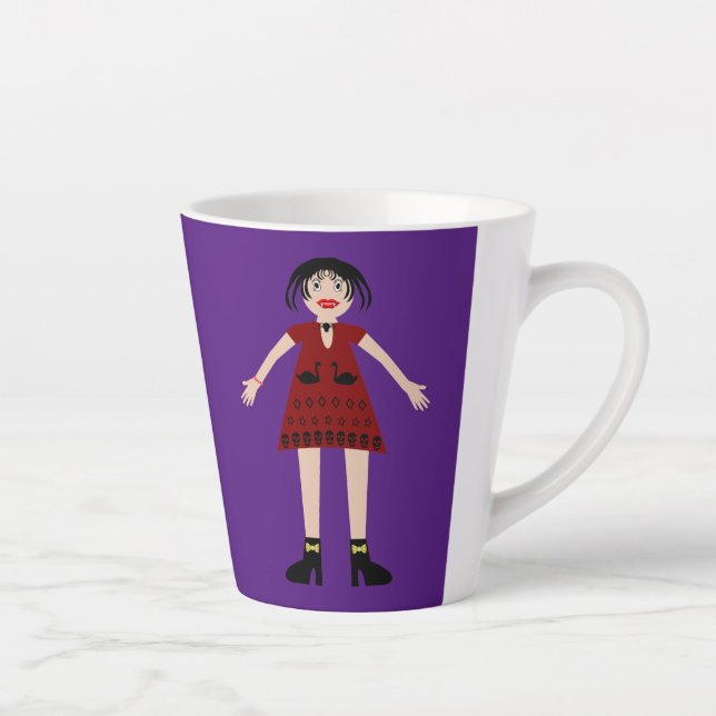 Taza De Café Latte Dama vampiro de Halloween gótico (Derecha)