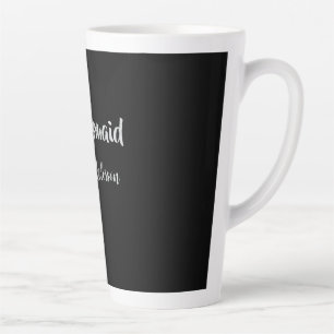 Taza De Café Latte Damas de honor nombre boda plata negro
