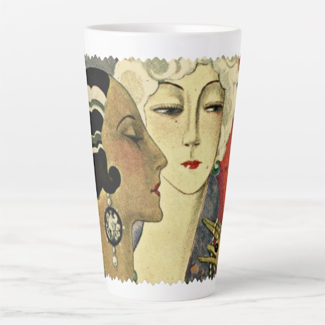 Taza De Café Latte Damas de la era del Art Deco (Anverso)
