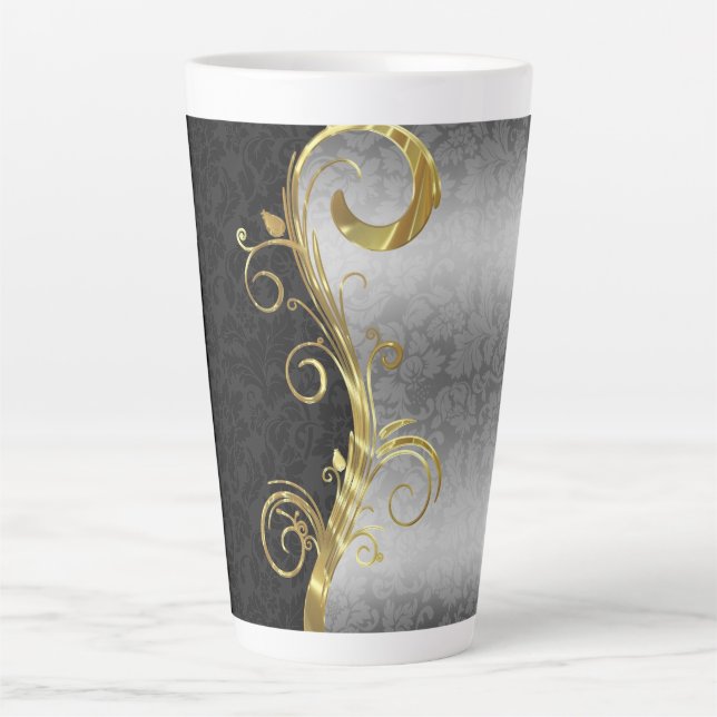 Taza De Café Latte Damask y Swirl (Anverso)