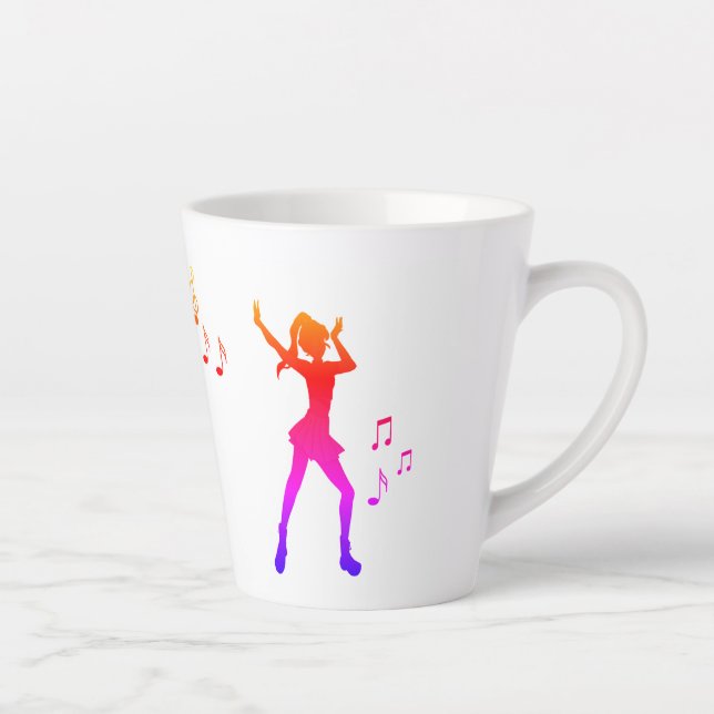 Taza De Café Latte Dancing Anime Chica con notas musicales - Guay K-P (Derecha)