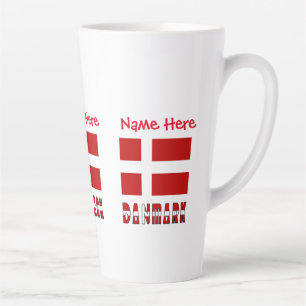Taza De Café Latte Danmark Dannebrog Personalización Roja 