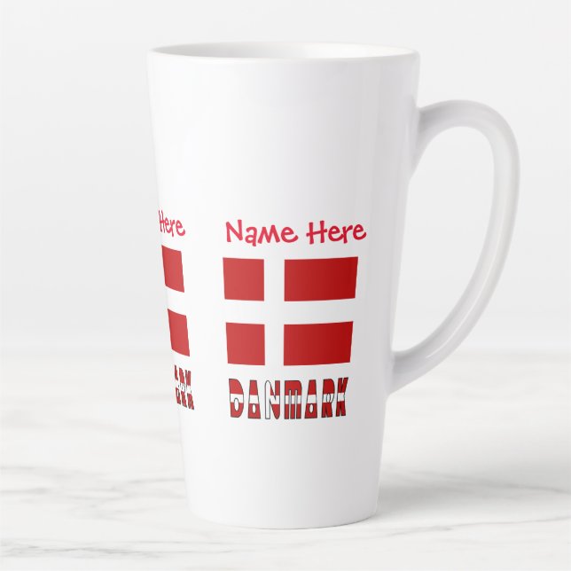 Taza De Café Latte Danmark Dannebrog Red Personalization (Derecha)