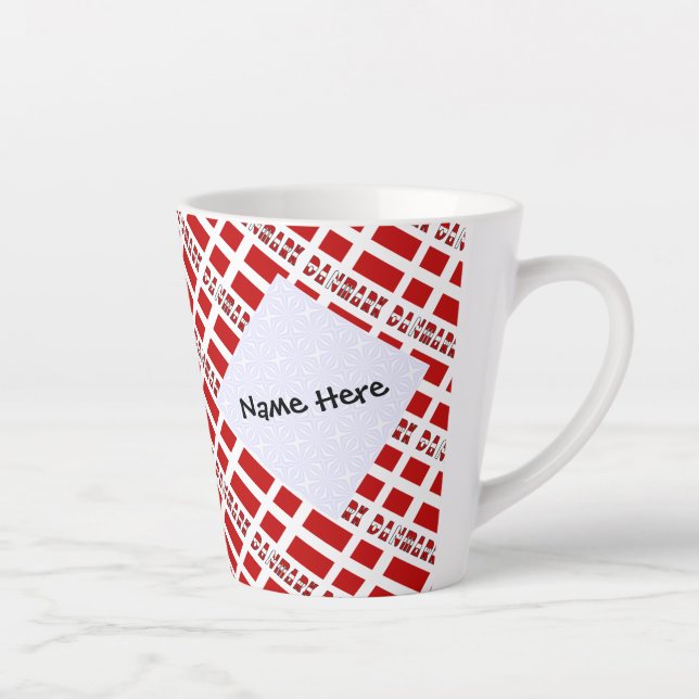 Taza De Café Latte Danmark og Dannebrog Tiled with Your Name (Derecha)