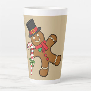 Taza De Café Latte Danzando al hombre del pan de jengibre