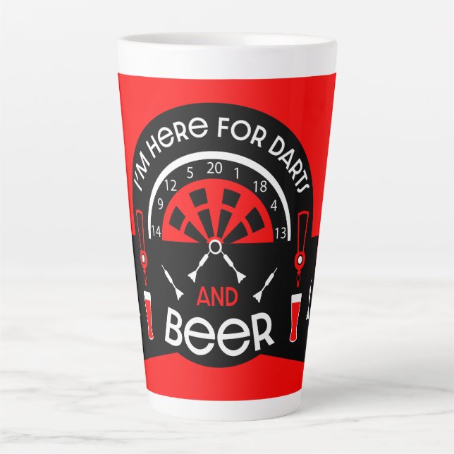 Taza De Café Latte Dardos Clásicos de Pub (Anverso)