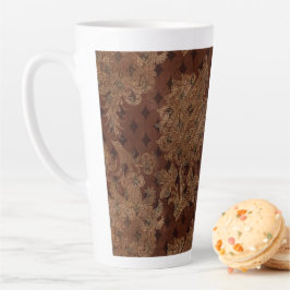 Taza De Café Latte Dark Otumn Damask