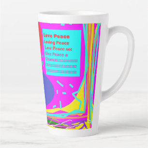 Taza De Café Latte Darle a la paz una oportunidad de colores rojo y a