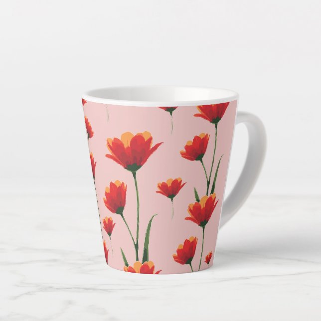 Taza De Café Latte Dawnfire Poppies (Ángulo derecho)