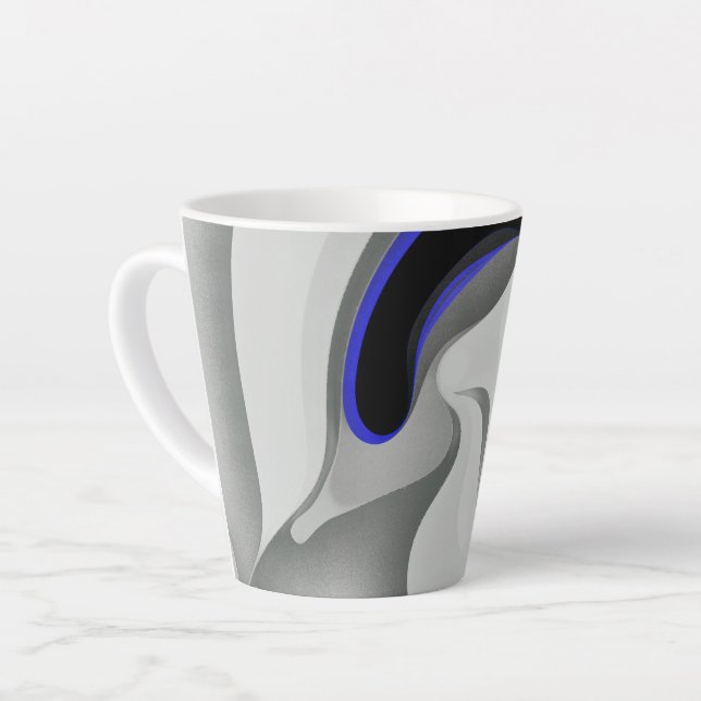 Taza De Café Latte Debajo del azul: Resumen gris, negro y azul (Ángulo izquierdo)