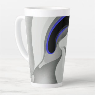 Taza De Café Latte Debajo del azul: Resumen gris, negro y azul