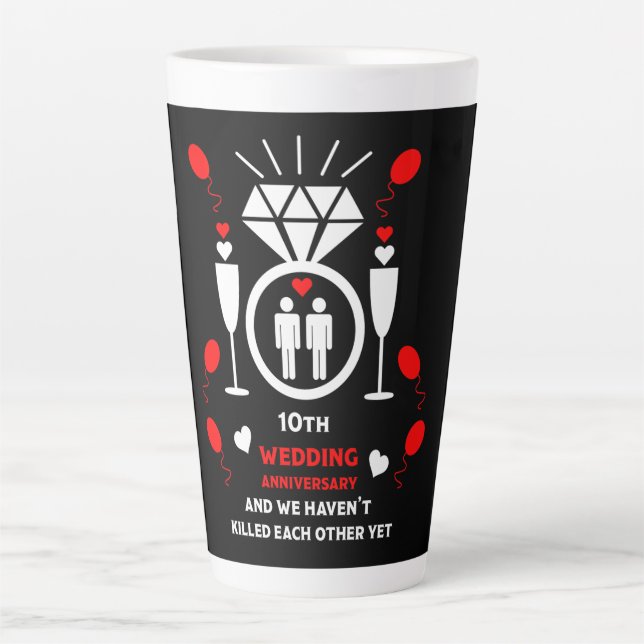 Taza De Café Latte Décimo aniversario Boda de los homosexuales (Anverso)