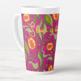 Taza De Café Latte Decir Tortuga Patrón Rosa Lento es Hermoso