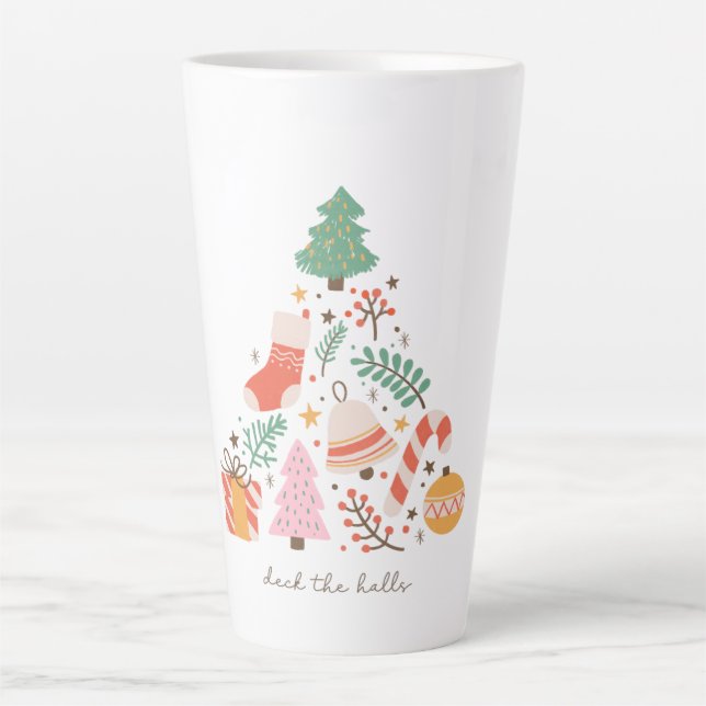 Taza De Café Latte Deck The Halls Christmas Tree (Anverso)